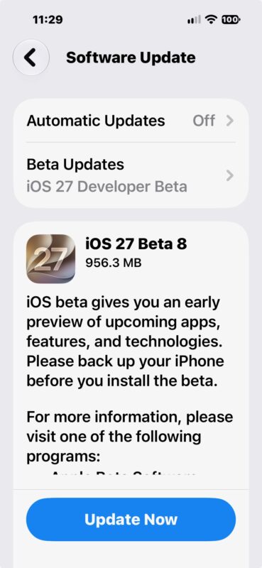 iOS 27 beta 8 download available now