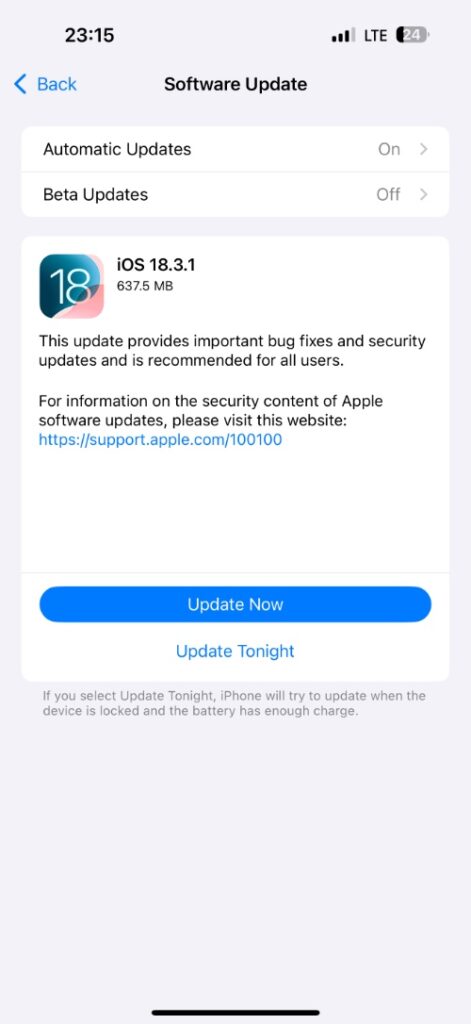 iOS 18.3.1 Update Release