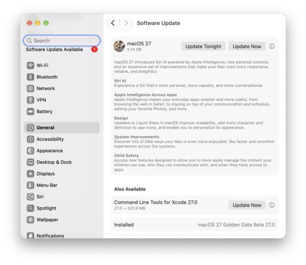 MacOS 27 Golden Gate RC build download available now